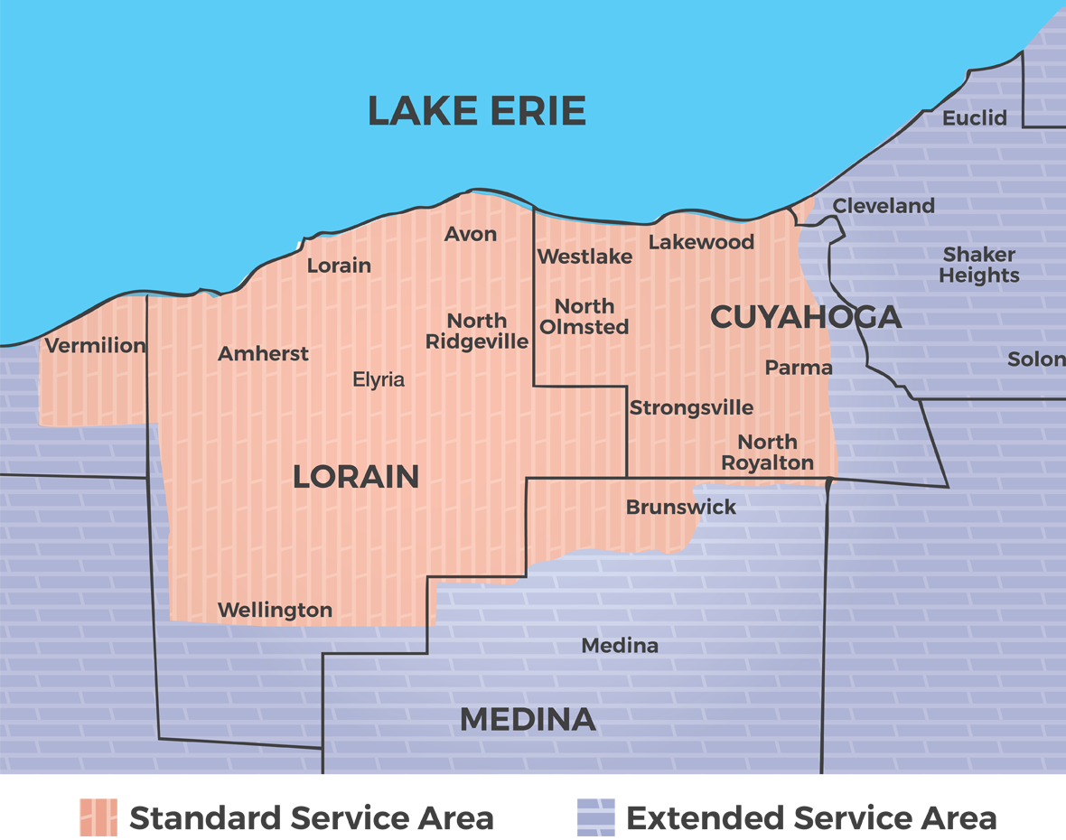 Service Area Map Lorain and Cuyahoga Counties